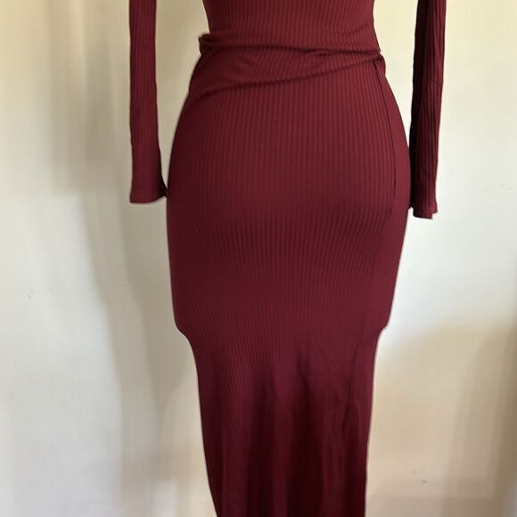 SIMON MILLER Dark Red Ribbed MIDI Dress S - Picture 5 of 9